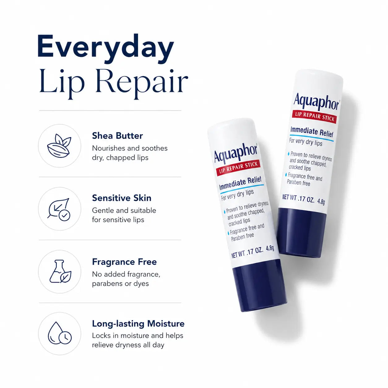 Aquaphor Lip Repair Stick 2-Pack (2 × 4.8g)