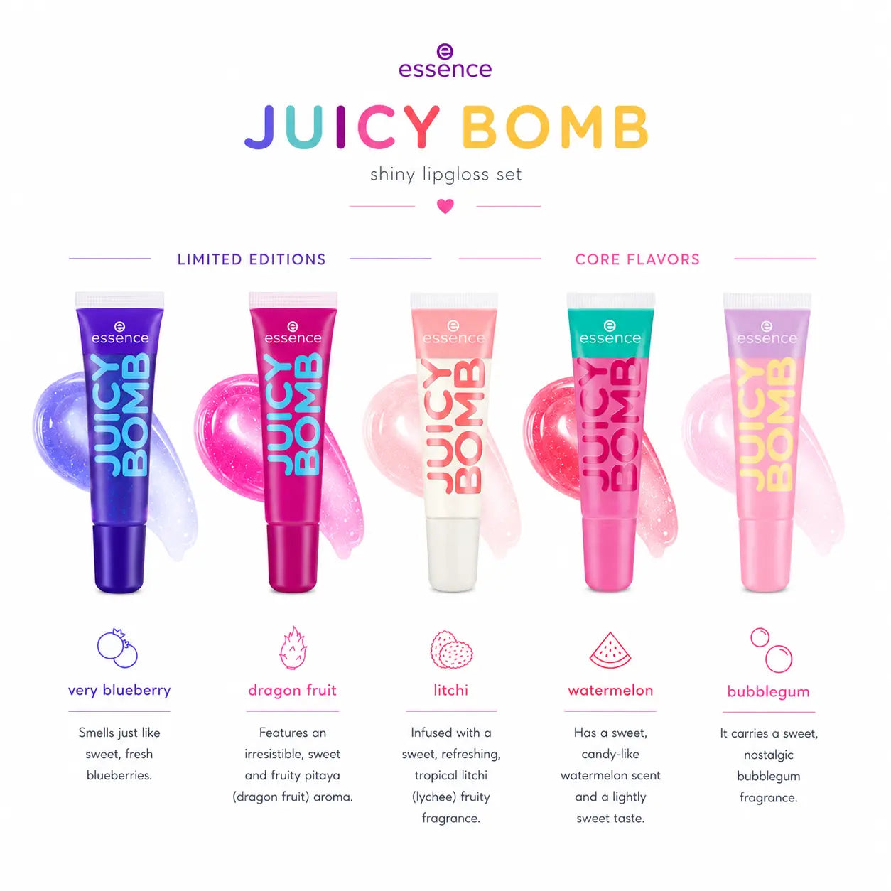 Essence Juicy Bomb Shiny Lip Gloss Set (5-Piece)