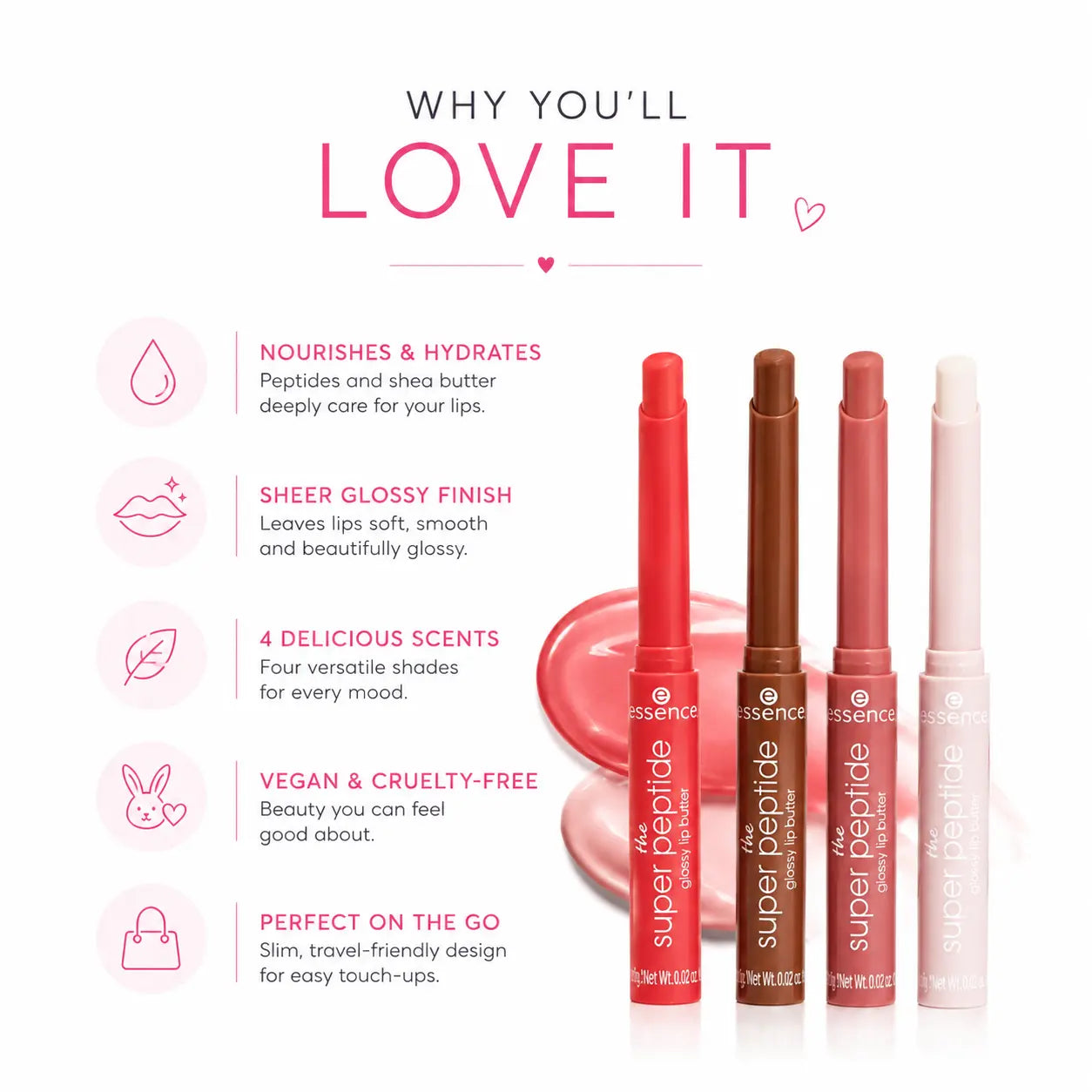 Essence The Super Peptide Glossy Lip Butter Set (4-Piece)