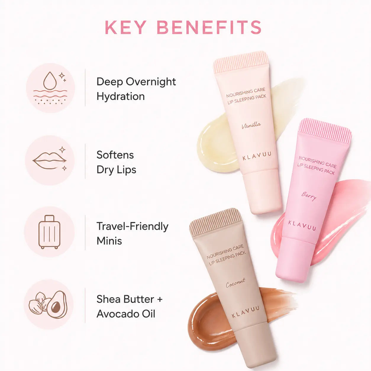 KLAVUU Lip Sleeping Pack Boosting Kit (3 Mini Lip Masks)