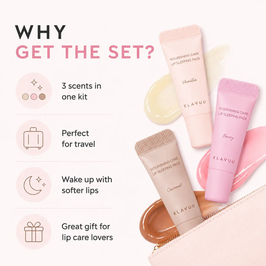KLAVUU Lip Sleeping Pack Boosting Kit (3 Mini Lip Masks)