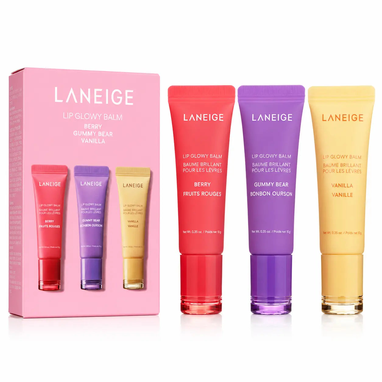 Laneige Lip Glowy Balm Trio (Berry, Gummy Bear & Vanilla)