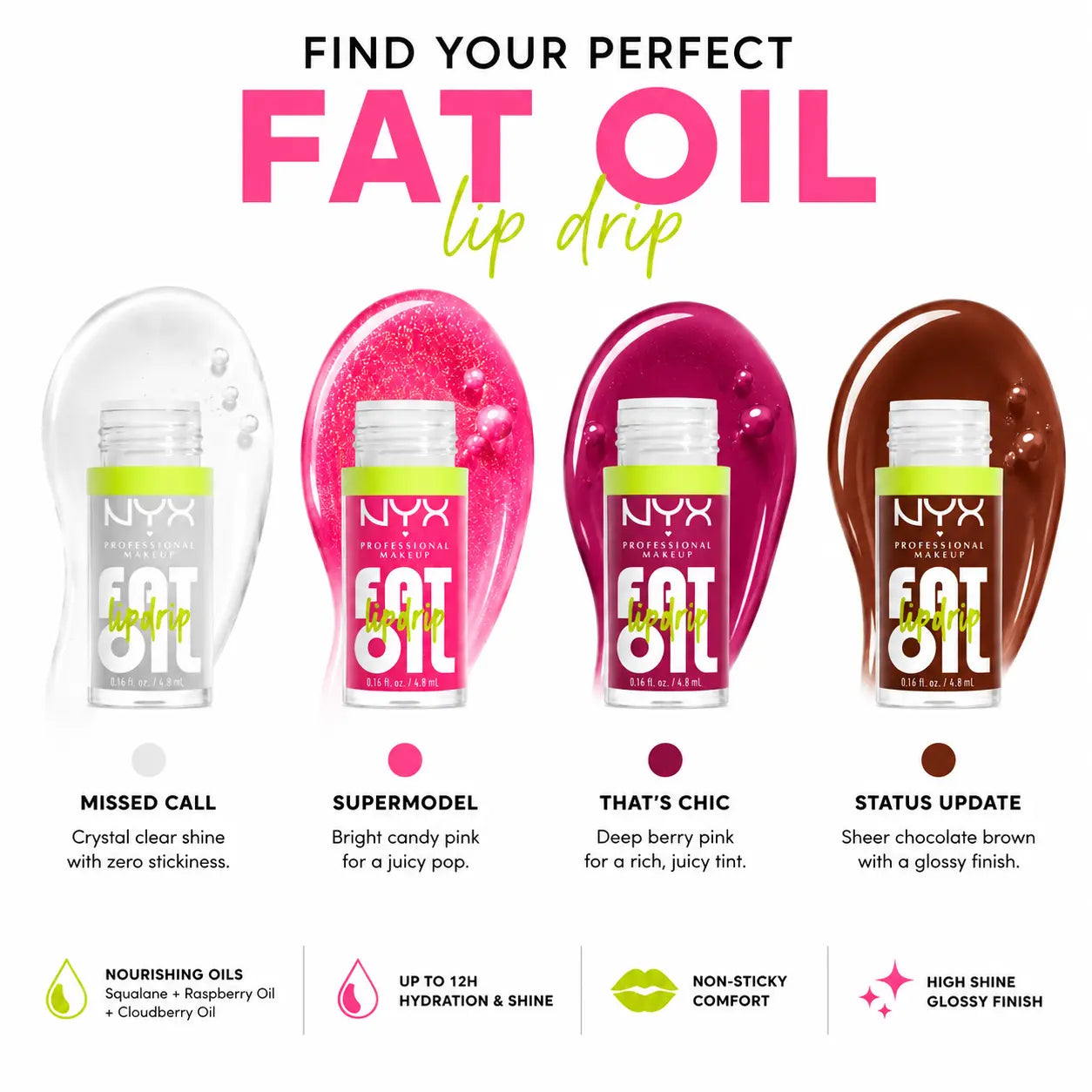 NYX Fat Oil Lip Drip Kit (Pack of 4)