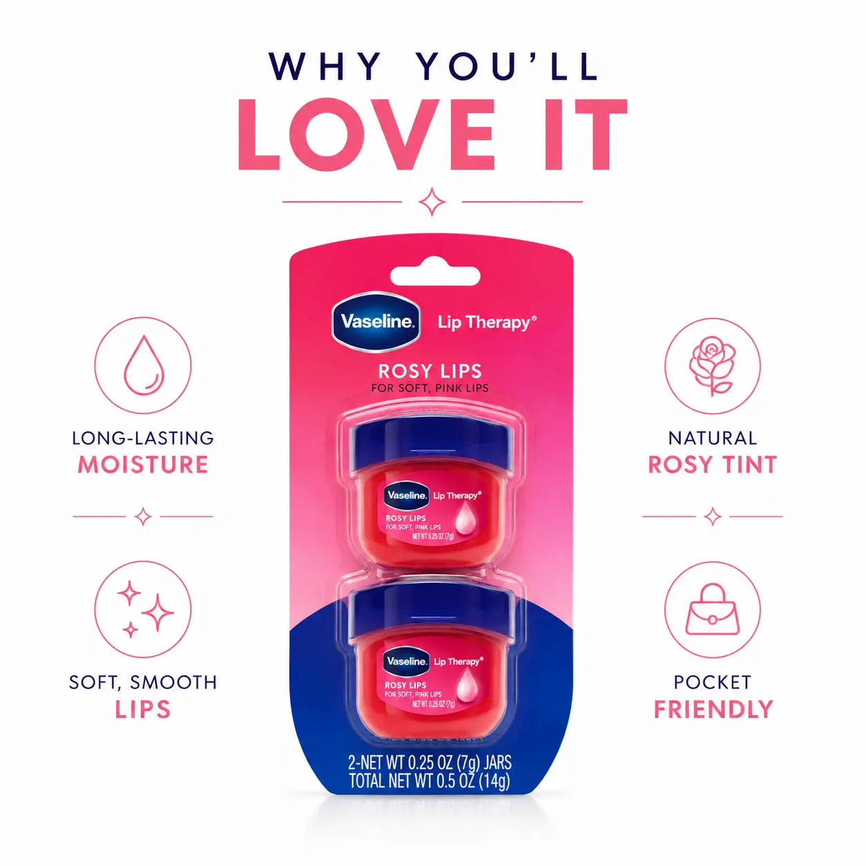 Vaseline Lip Therapy Rosy Lips Twin Pack