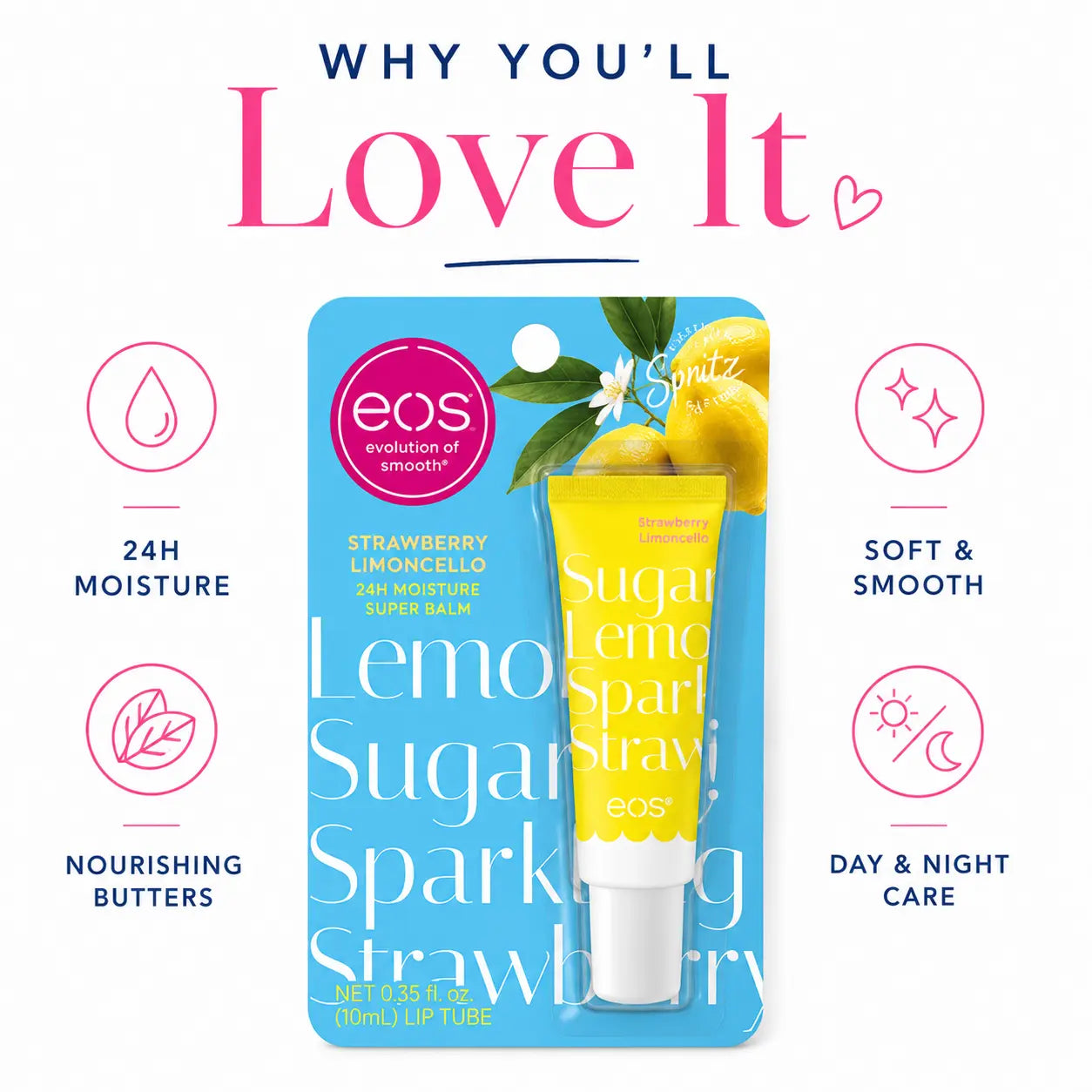 eos Limited Edition 24H Moisture Super Balm – Strawberry Limoncello